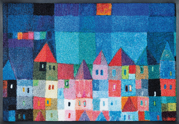 Gulvmåtte Colourful Houses 50x75 cm